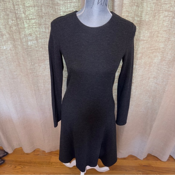 Theory, charcoal gray, long sleeve, midi, A-line dress, size 4 - Picture 11 of 13
